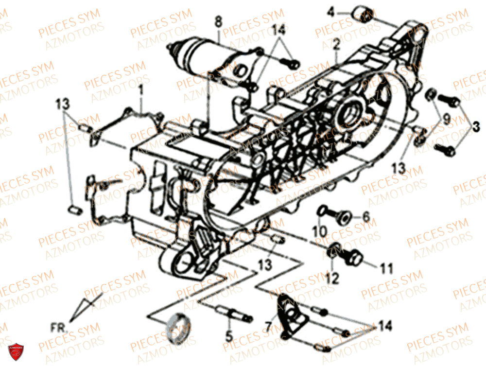 Carter Moteur SYM Pièces XPRO 50 E4 - AE05W9-EU (2019-2020)