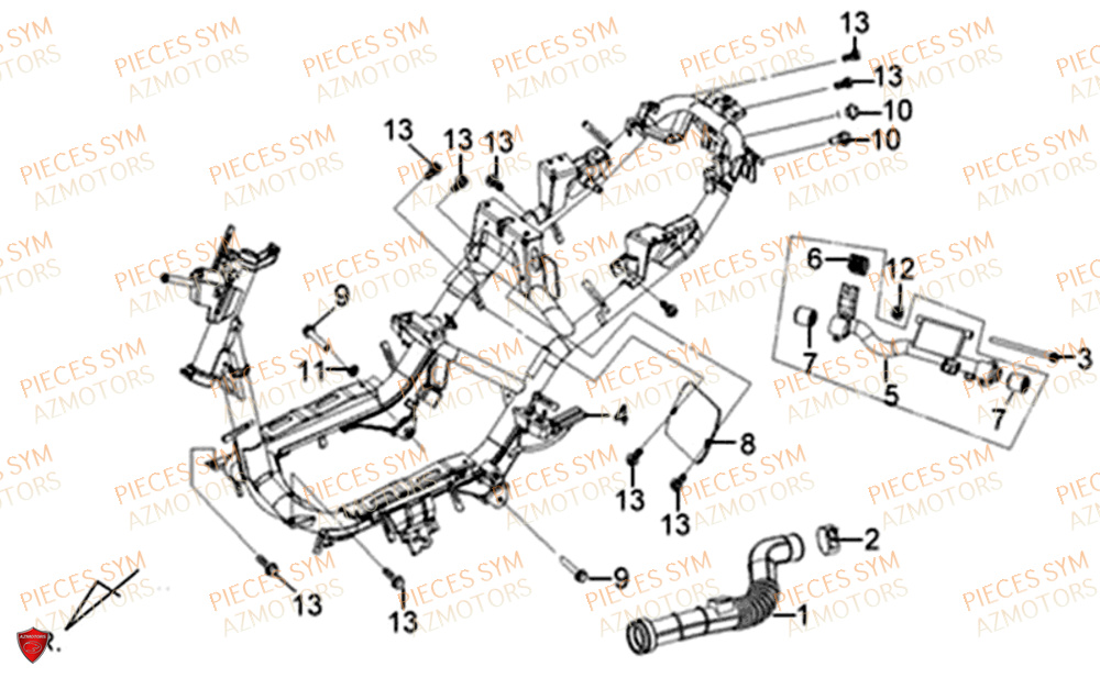 Chassis SYM Pièces XPRO 50 E4 - AE05W9-EU (2019-2020)