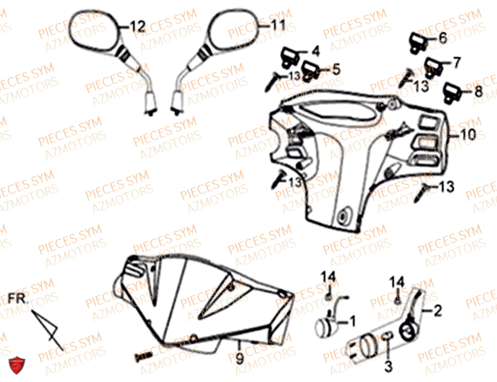 Couvre Guidon SYM Pièces XPRO 50 E4 - AE05W9-EU (2019-2020)