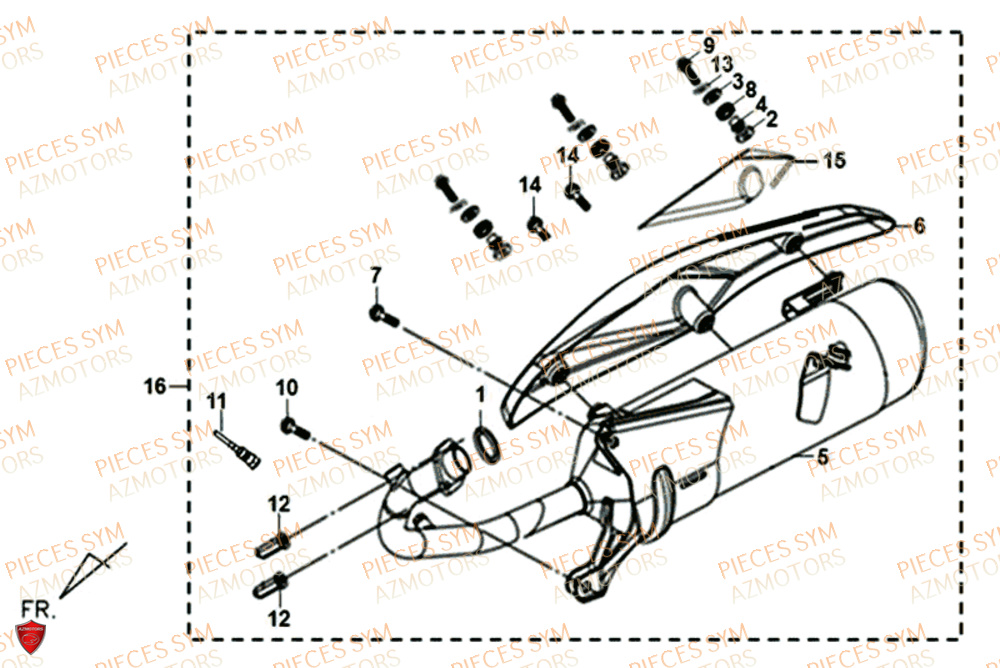 Echappement SYM Pièces XPRO 50 E4 - AE05W9-EU (2019-2020)