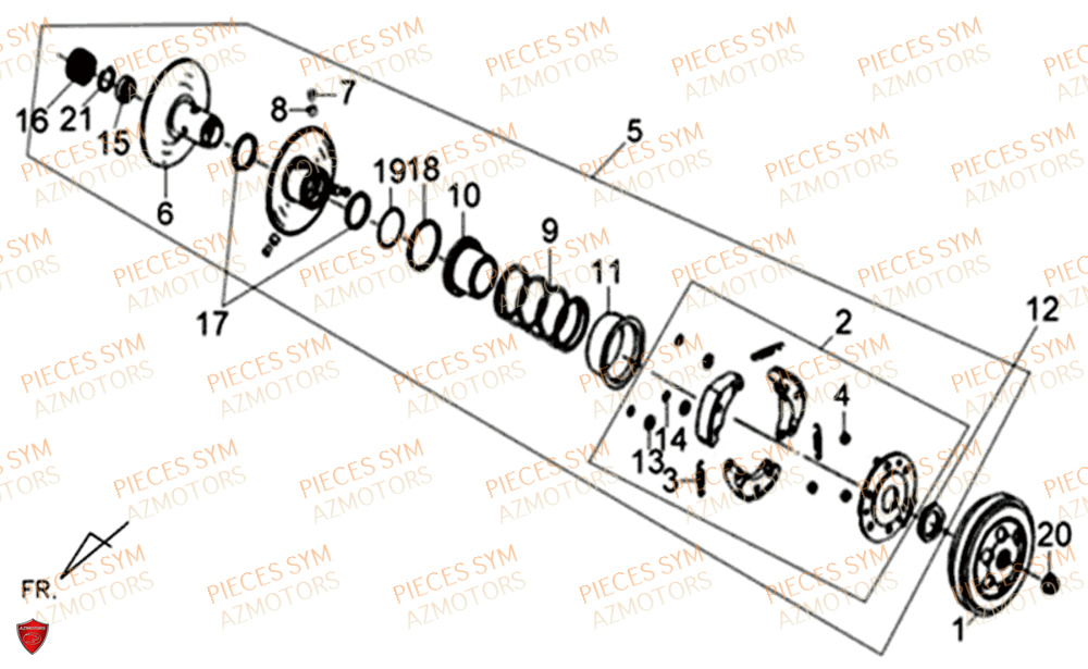 Embrayage SYM Pièces XPRO 50 E4 - AE05W9-EU (2019-2020)