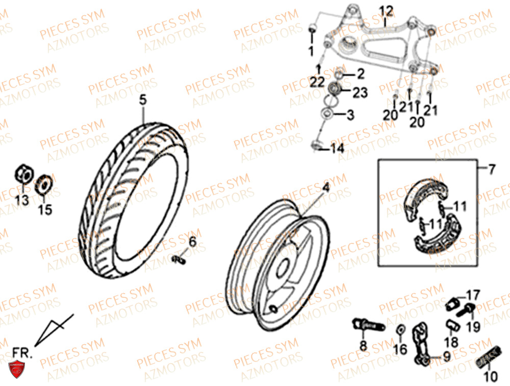 Roue Arriere SYM Pièces XPRO 50 E4 - AE05W9-EU (2019-2020)