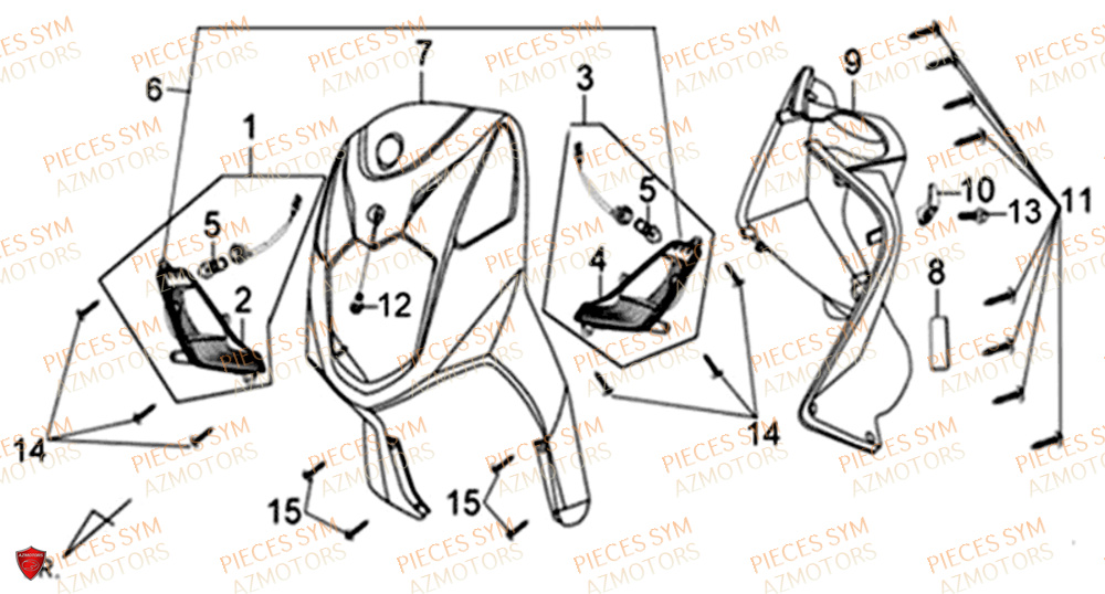 Tablier Avant SYM Pièces XPRO 50 E4 - AE05W9-EU (2019-2020)