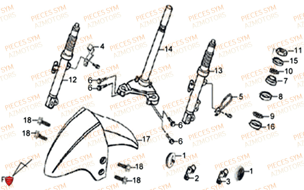 Te De Fourche SYM Pièces XPRO 50 E4 - AE05W9-EU (2019-2020)