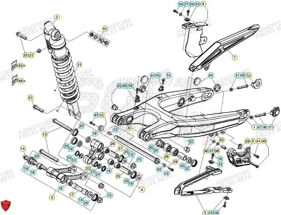 Bras Oscillant Amortisseur BETA Pieces BETA ENDURO XTRAINER 250 2T - (2024)