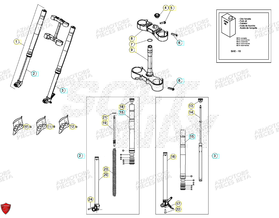 Fourche BETA Pieces BETA ENDURO XTRAINER 250 2T - (2024)