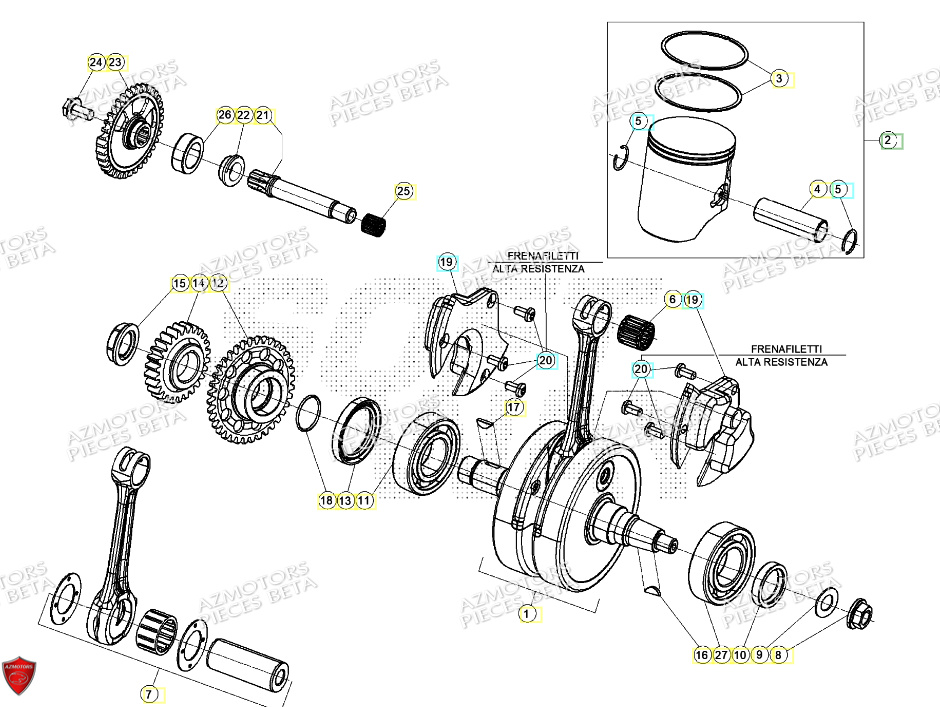 Piston Vilebrequin BETA Pieces BETA ENDURO XTRAINER 250 2T - (2024)