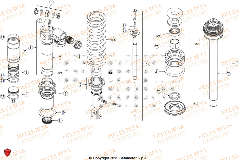 Amortisseur BETA Pieces BETA ENDURO XTRAINER 250 2T - (2025)