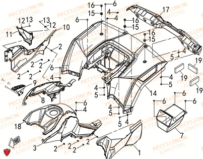 Carrosserie Arriere LONCIN QUAD LONCIN XWOLF 300 Euro5