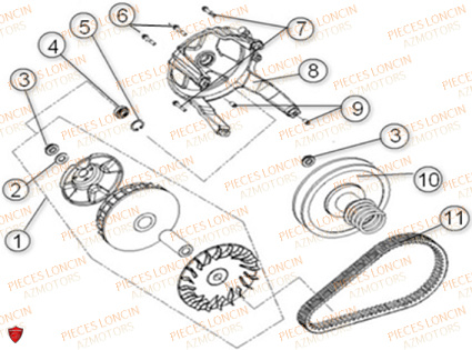 Variateur LONCIN QUAD LONCIN XWOLF 700L Euro5