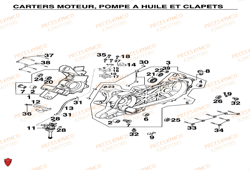 Carter Moteur KYMCO Pieces Scooter YUP 50cc 2T (SF10CA)