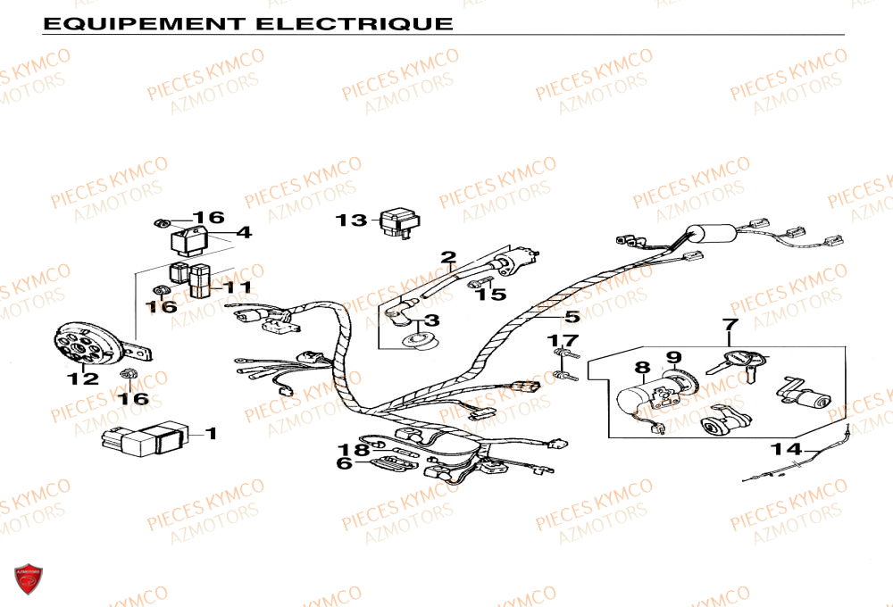 Equipement Electrique KYMCO Pieces Scooter YUP 50cc 2T (SF10CA)