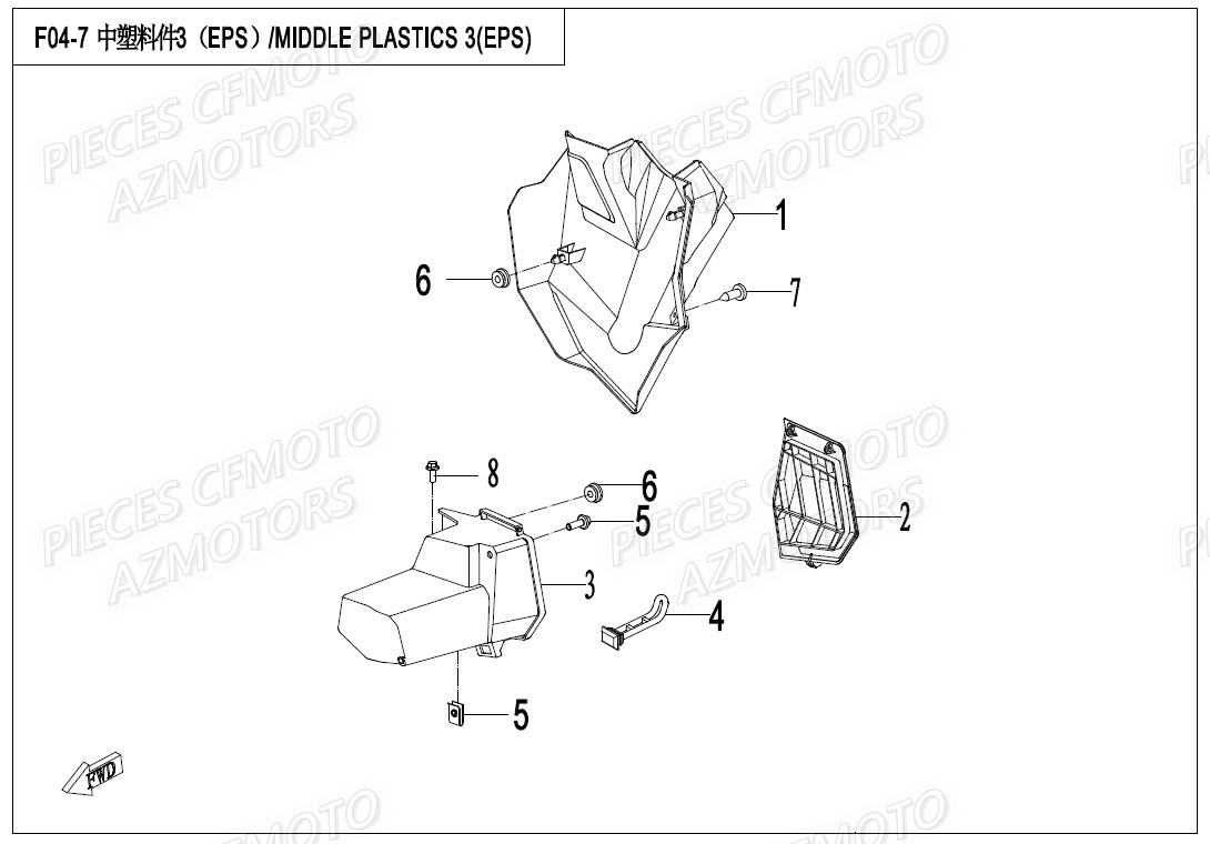 Couvercle Plastique CFMOTO Pièces Origine CFMOTO ZFORCE 550 EX -T1 (2020)