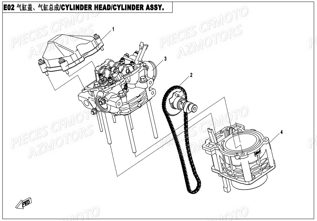 Cylindre CFMOTO Pièces Origine CFMOTO ZFORCE 550 EX -T1 (2020)