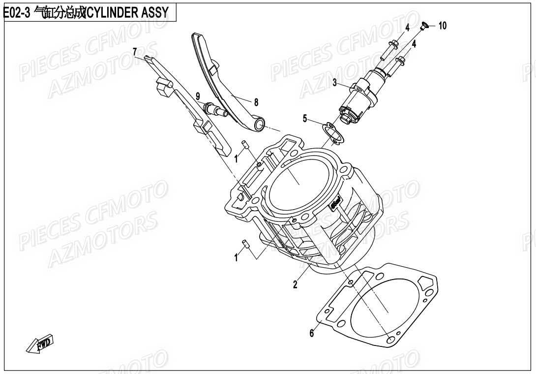 Cylindre Complet CFMOTO Pièces Origine CFMOTO ZFORCE 550 EX -T1 (2020)