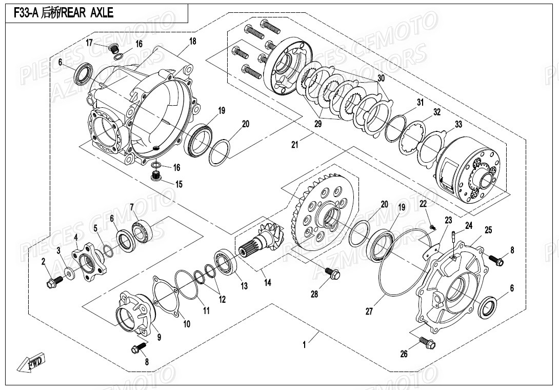 Differentiel Arriere CFMOTO Pièces Origine CFMOTO ZFORCE 550 EX -T1 (2020)