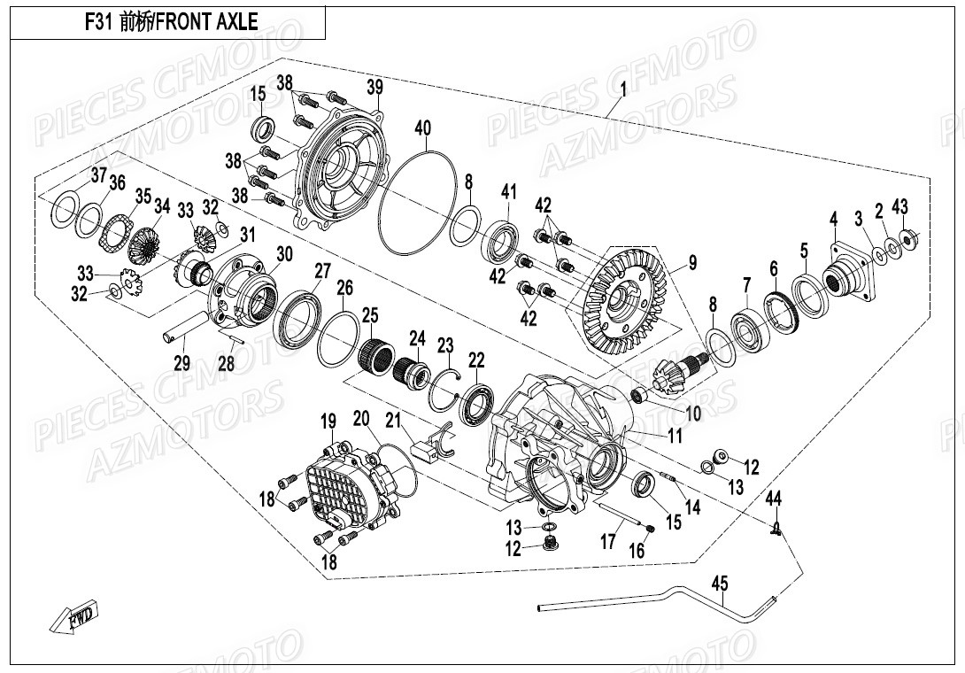 Differentiel Avant CFMOTO Pièces Origine CFMOTO ZFORCE 550 EX -T1 (2020)