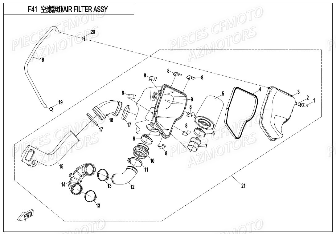 FILTRE A AIR 2 CFMOTO ZFORCE 550 EX T1 20