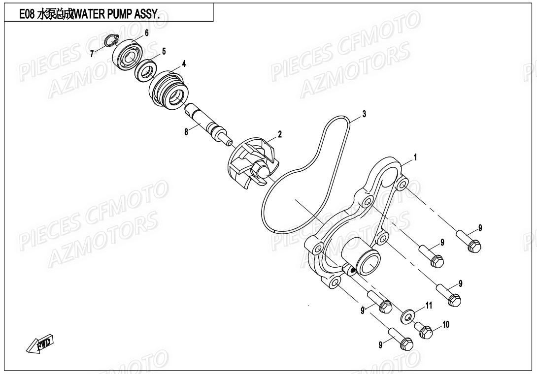 Pompe A Eau CFMOTO Pièces Origine CFMOTO ZFORCE 550 EX -T1 (2020)