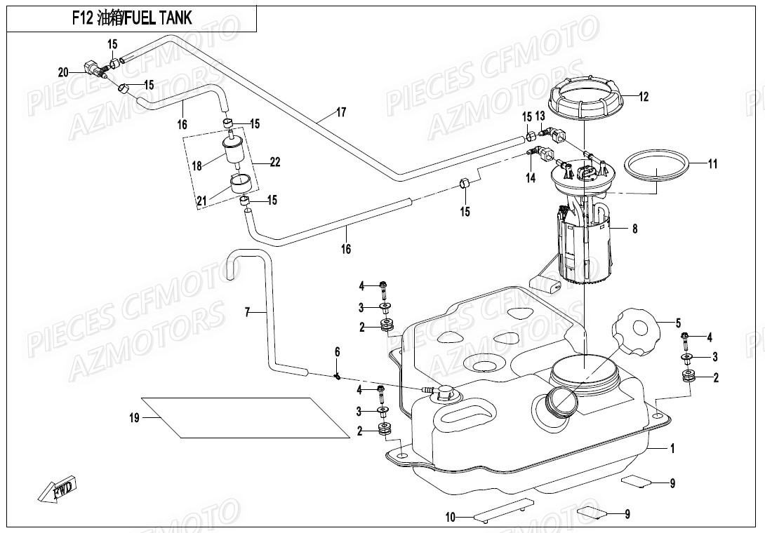 Reservoir CFMOTO Pièces Origine CFMOTO ZFORCE 550 EX -T1 (2020)