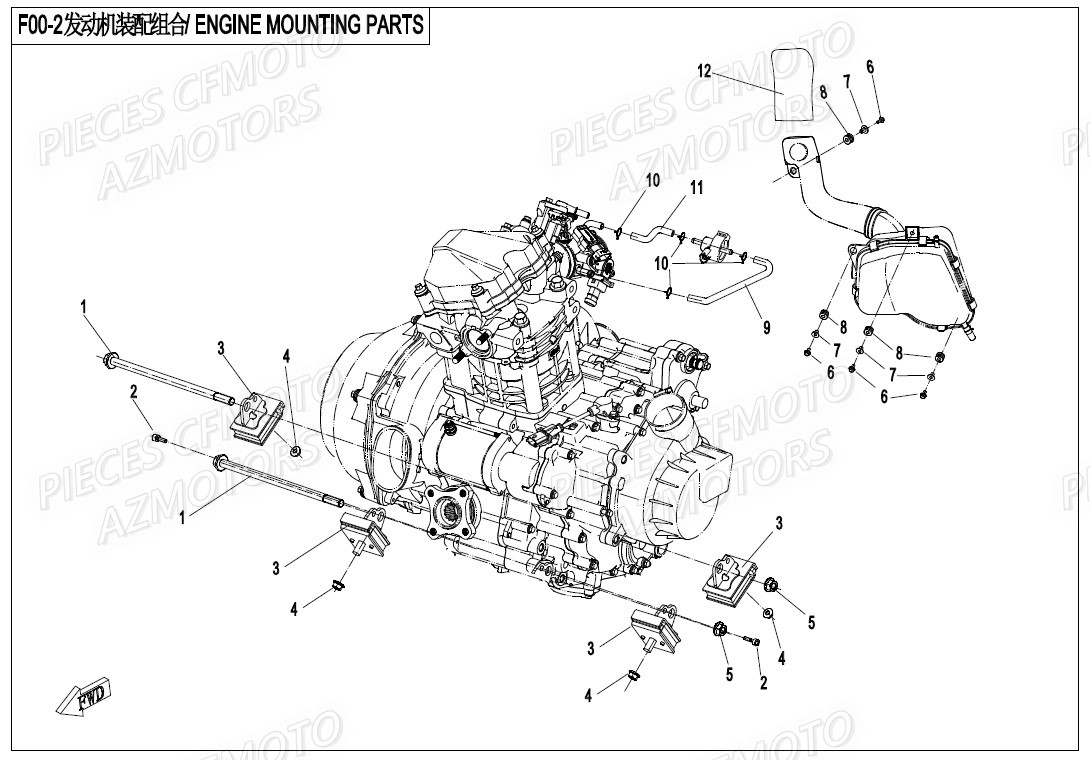 Support Moteur CFMOTO Pièces Origine CFMOTO ZFORCE 550 EX -T1 (2020)