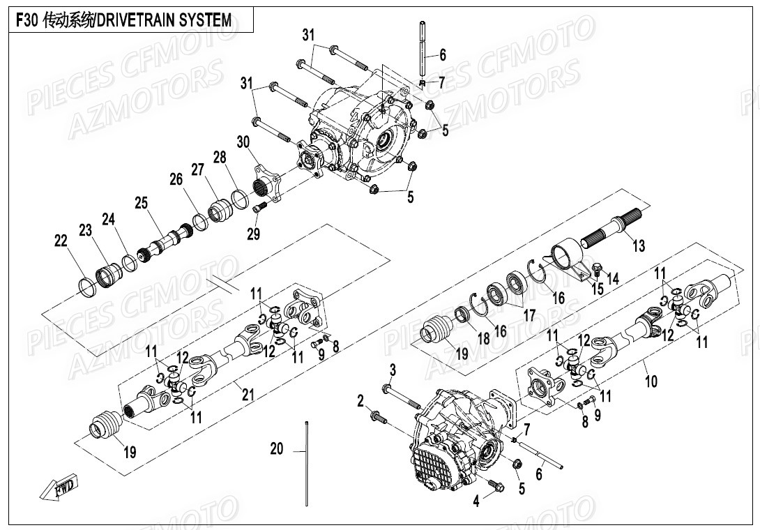 Systeme De Transmission CFMOTO Pièces Origine CFMOTO ZFORCE 550 EX -T1 (2020)