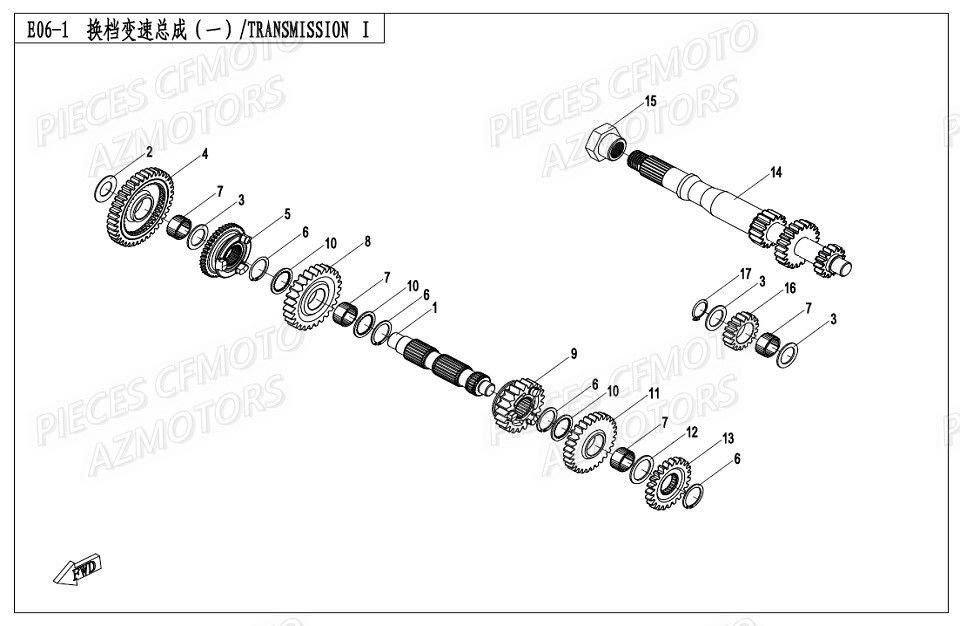 Transmission CFMOTO Pièces Origine CFMOTO ZFORCE 550 EX -T1 (2020)