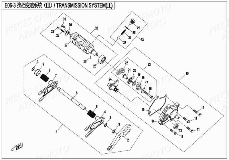 Transmission Boite CFMOTO Pièces Origine CFMOTO ZFORCE 800 T1 (2017)